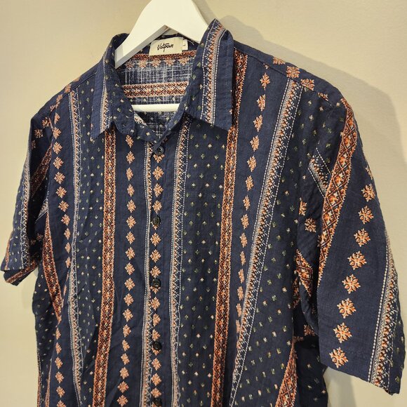 VATPAVE Mens Western Print Shirts Short Sleeve Button Down Beach Shirts - Size L - Picture 3 of 7